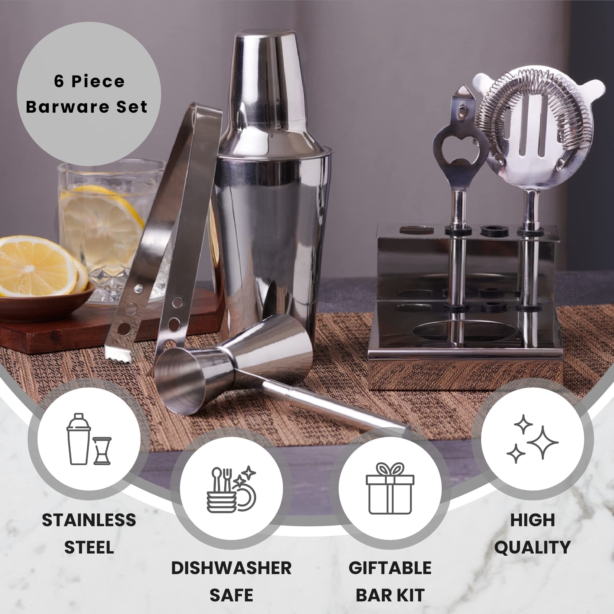 Cocktail Set Stainless Steel 6 Piece