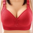 thumbnail image 3 of dmqupv Bras for Women No Steel Ring Thin Women Bra Hole Lace Breathable Gathers Underwear Comfort Bra Red 44/100BC, 3 of 4