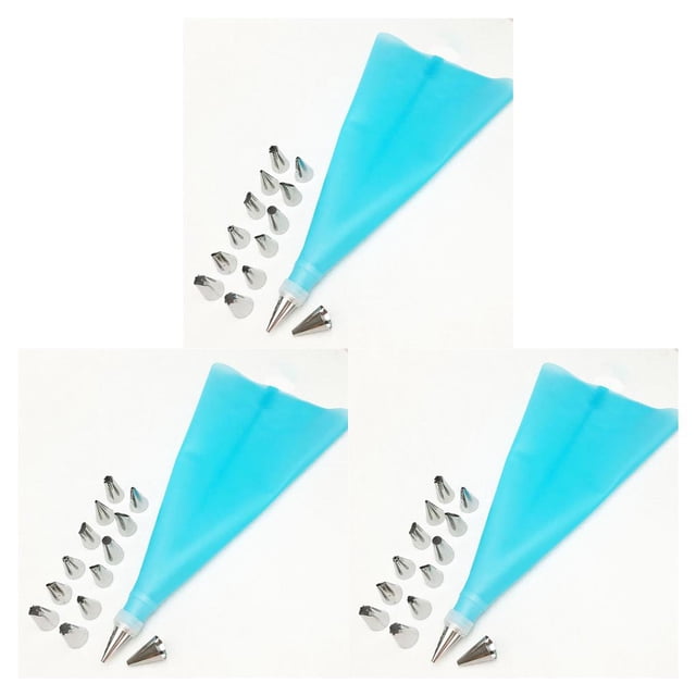 ZheElen Cake Decorating Tools with Icing Bag Kitchen Bakery Cream Nozzles Kit Pastry Making Props Household Restaurant Blue 3Set