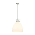 thumbnail image 3 of Innovations Lighting  Newton Bell - 1 Light 16" Stem Hung Pendant Satin Nickel/Matte White, 3 of 5