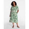 thumbnail image 2 of Time and Tru Women’s Border Print Linen Blend Midi Dress, Sizes XS-XXXL, 2 of 5