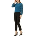 thumbnail image 2 of BLUSA DE CHIFFON PARA MUJERES INSPIRE CHIC CON ESCOTE EN FORMA DE LLAVE Y MANGAS PATCHWORK, TOP ELEGANTE PARA TRABAJO XL AZUL LAGO, 2 of 6