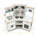 thumbnail image 3 of JOYLDIAS Kids Play Kitchen Set Corner Wooden Cooking Pretend Playset Toddler Toys Gift w/Microwave Oven,Water Dispenser, Phone, Sink,Utensils(Gray), 3 of 11
