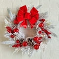 thumbnail image 2 of Christmas Wreath Door Decoration,Colorful Wreath with Big Flocking Bow,Snowball,Red Bberry Clusters,Pine Cone and Rribbons,Christmas Rattan Swag Wreath for Xmas Festival Indoor Outdoor Decor, 2 of 3