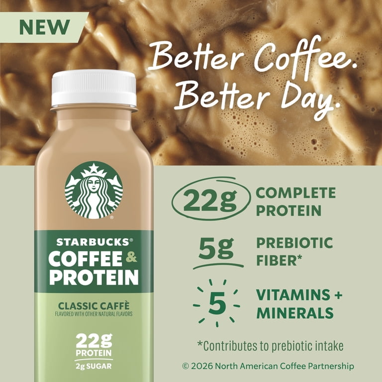 Starbucks Coffee & Protein, Classic Caffe, 12 fl oz Bottles, (12