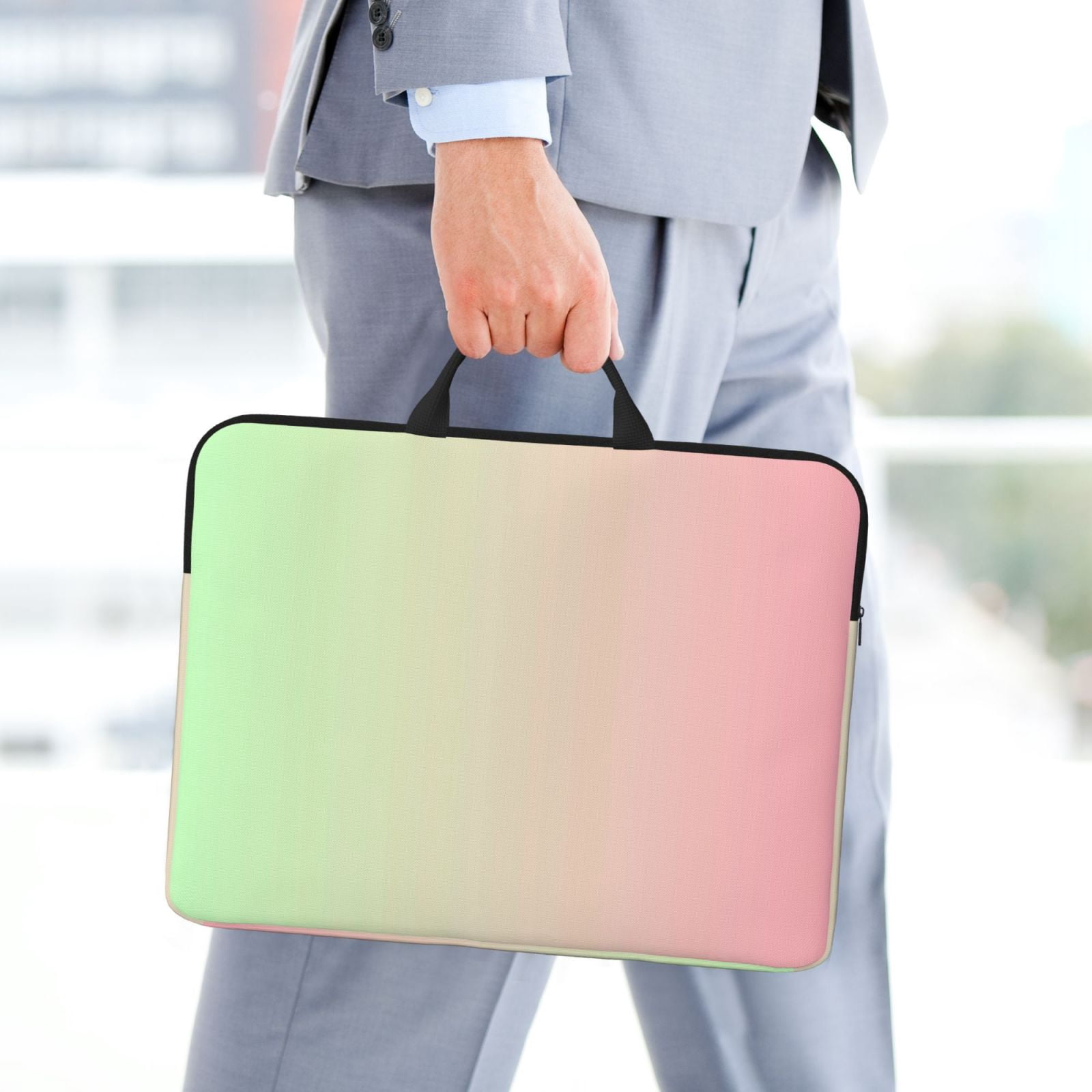 Laptop Sleeve Bag For Women Men 14inch Waterproof Durable Protective Computer Carrying Cover Handle Laptop Case Bag Green Gradient