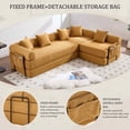 thumbnail image 5 of Timbernest 106" Oversized L-Shaped Cloud Couch, Convertible Sleeper Sofa, Folding Corduroy Sofa Bed for Living Room, Yellow, 5 of 16