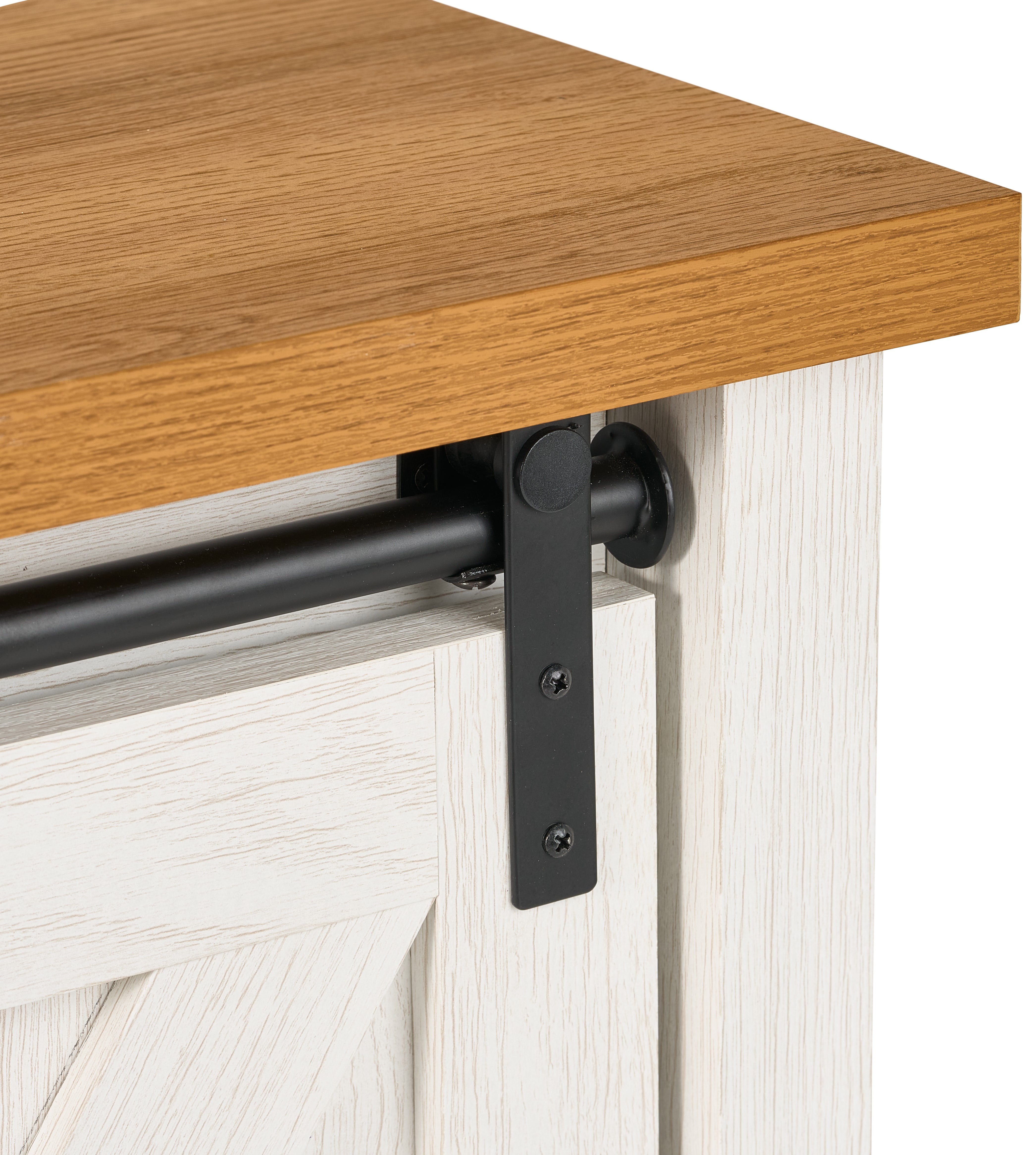 Better Homes & Gardens Modern Farmhouse TV stand for TV's up to 70", Alabaster and Light Honey Finish