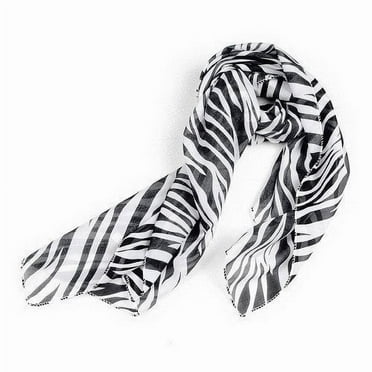 Black White Chiffon Strips Striped Women Shawl Scarves Wrap Pashmina Gift