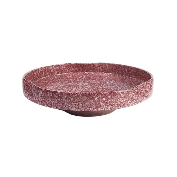 Plato de cerámica de base baja for arreglos florales de interior y exterior con borde enrollado y bandeja antigoteo.