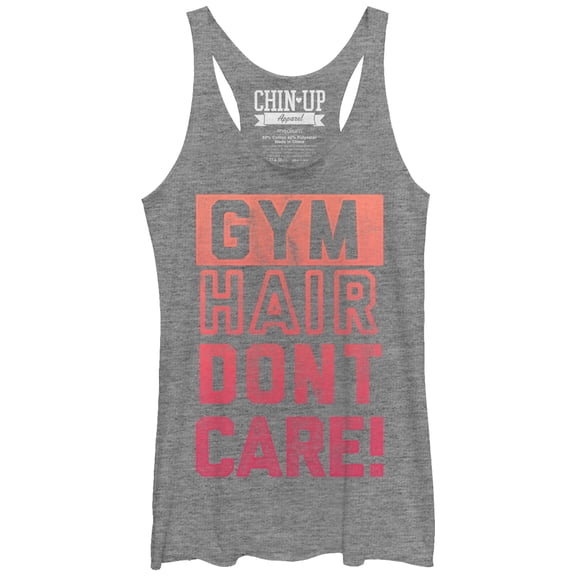 Women's CHIN UP Gym Hair  Racerback Tank Top Gray Heather X Large