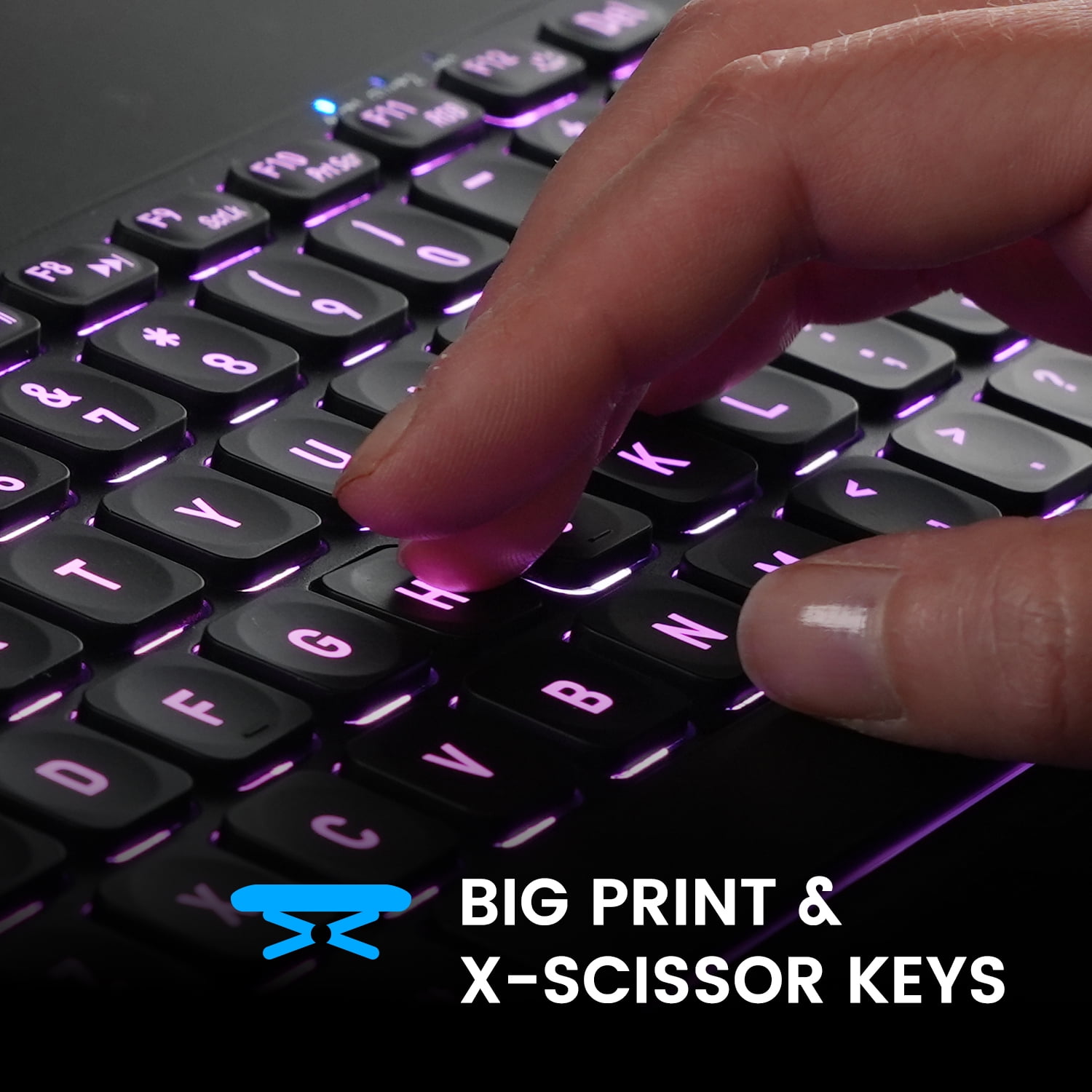 Perixx PERIBOARD-832RGB Wireless RGB Backlit Mini Keyboard - Up to 3 Multi-device Connection - Black - US English