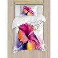 thumbnail image 3 of Ambesonne Watercolor Flower Home Hibiscus Flower in Pastel Abstract Romantic Petal Pattern Duvet Cover Set, 3 of 3