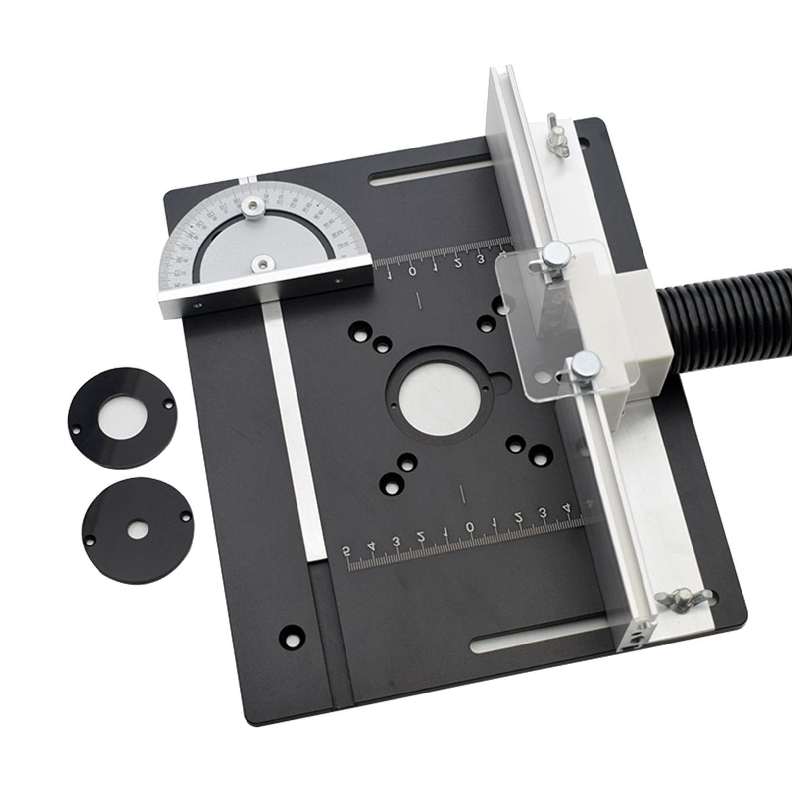 Router Table Insert Plate Wood Router Plate Auxiliary Tool Benches Multifunction Aluminum Router Insert Plate for Milling Engraving A with Backer Ruler