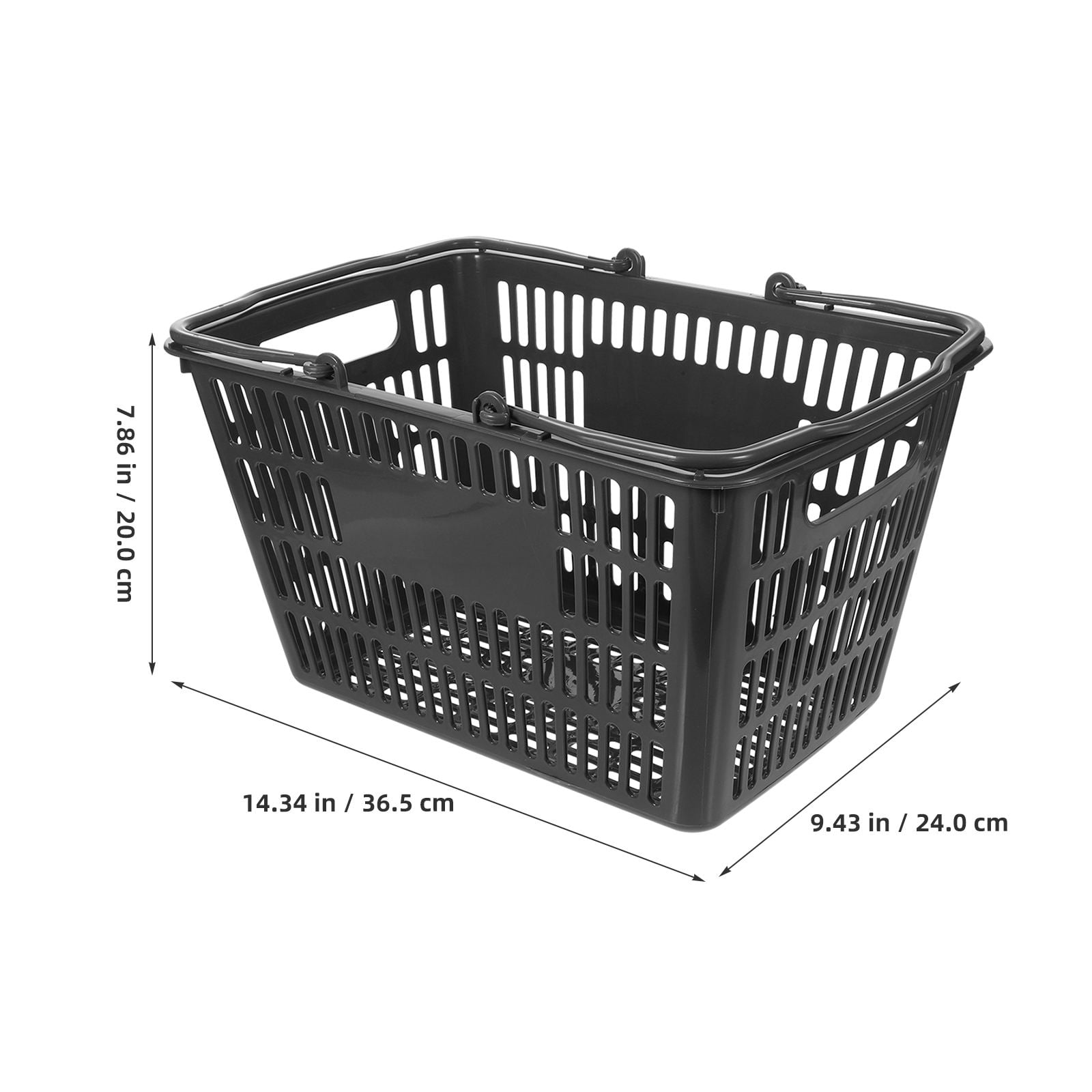 AURARMLET Black Plastic Shopping Basket Portable Handles for Home Storage 1Pc