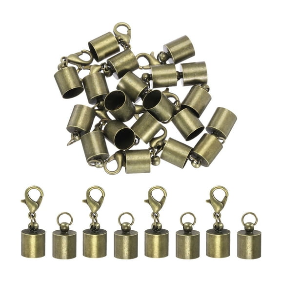 Uxcell 10Pcs Cord End Caps, 7.5mm End Caps Barrel Beads Kumihimo End Caps Iron for DIY Craft (Bronze)