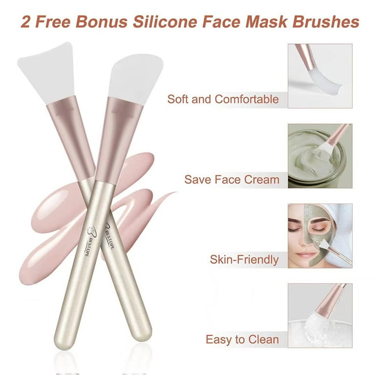 Makeup Brushes 16Pcs Professional Makeup Brush Set, 2 Silicone Face Mask  Brushes,4 Blender Sponge,1 Brush Cleaner Premium Synthetic Foundation Brush