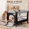 thumbnail image 4 of AILEEKISS 4-in-1 Portable Baby Play Yard with Changing Table for Newborn, Grey, 4 of 11