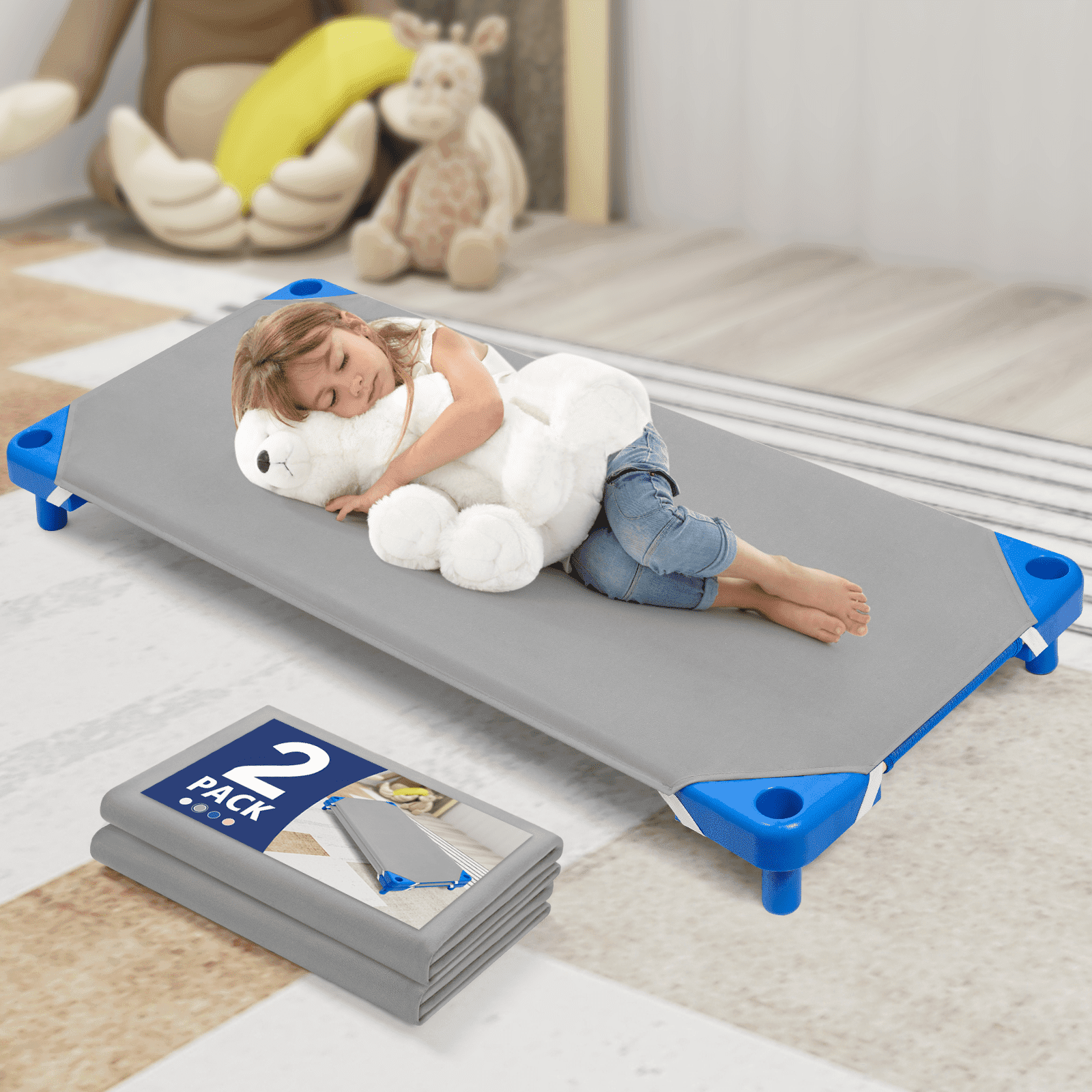 Comfyanno Cot Sheets for Daycare Standard Size - Fits 23" x 52" Cot, 2 Pack, Daycare Essentials, Soft & Comfortable Fitted Cot Cover, for Preschool Kids Nap Time, Brushed Microfiber - Gray