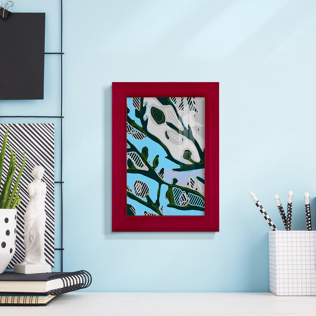 Abstract Tree Limbs I -Framed Print w/glass-Cherry Red