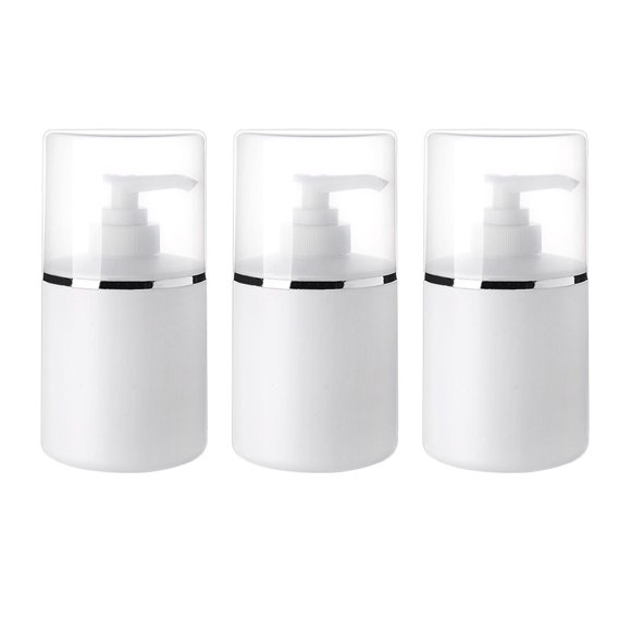 EeaseMX 3 botellas vacías con bomba, dispensadoras de cosméticos, de emulsión, de champú y loción (blancas, 250 ml)