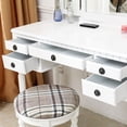 thumbnail image 5 of Topcobe Makeup Vanity Set with Drawers, Vanity Table with Cushioned Stool, Makeup Vanity Desk for Bedroom, Makeup Table with 3 Mirrors and 5 Storage Drawers, White, 5 of 6