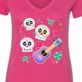 thumbnail image 4 of Inktastic Day of the Dead Owl Sugar Skulls and Guitar Women's V-Neck T-Shirt, 4 of 5