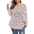 thumbnail image 5 of Womens Christmas Tops Shirts Long Sleeve Plus Size Cute Print Pleated Casual Holiday Graphic Tees Blouses, 5 of 8