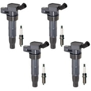 Set of 4 ISA Ignition Coils and 4 Denso Spark Plugs #4704 Compatible with  2010-2013 Suzuki Kizashi 2.4L  Replacement for UF634