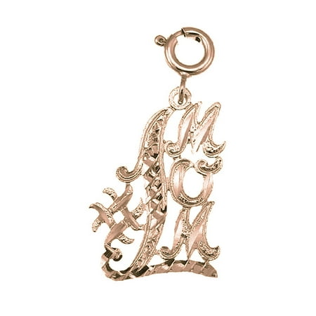 14K Rose Gold #1 Mom Pendant - 25 mm