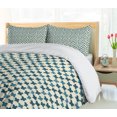 thumbnail image 5 of Ambesonne Geometric Duvet Cover Sets, Grunge Brushed X Shapes, 2-Queen, Cream and Dark Teal, 5 of 7