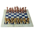thumbnail image 4 of StonKraft 15" x 15" Collectible Chess Game Board Set made with Australian Marble, Lapis Lazuli + Roman Brass Chess Pieces, 4 of 7