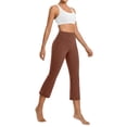 thumbnail image 4 of Capri Yoga Pants Womens High Waisted Wide Leg Pants Cropped Flare Leggings for Travel Casual and Lounge Light Brown S, 4 of 9