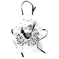 thumbnail image 1 of Folk Art Apron, Monochrome Graphic of Bird on Thin Berry Branch Small Sun Motifs, Unisex Kitchen Bib with Adjustable Neck for Cooking Gardening, Adult Size, Charcoal Grey White, by Ambesonne, 1 of 4