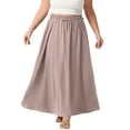 thumbnail image 6 of Cueply Women's Plus Size Maxi Skirt Elastic Tie Front Long A-line Flowy High Waist DrawstringSkirts with Pockets for Women, 6 of 9