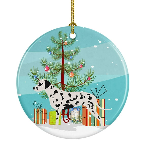 Dalmatian Merry Christmas Tree Ceramic Ornament