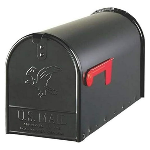 Rural Mailbox Black - Heavy Duty Metal Large Postbox - Solar Powered LED Light - Weatherproof Secure Lockable Mail Holder for Curb Side