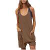 thumbnail image 1 of Pantalons pour Femmes Combinaisons Courtes Décontractées Sans Manches Col Rond avec Poches Marron m, 1 of 5