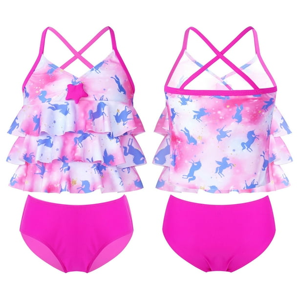 TiaoBug Girls 2 Pieces Swimsuit Bikini Set Mermaid Bathing Suit Tops