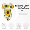 thumbnail image 4 of Balery Sunflowers Body de cuello redondo de manga corta para mujer Tops de manga corta Tops básicos-Large, 4 of 7