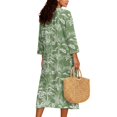 thumbnail image 2 of DISNIMO Women Dress Monstera Leaf Printed 2025 3/4 Sleeve Maxi Dresses Fashion Plus Size Dresses V Neck Casual Loose Midi Dress, XL, 2 of 6