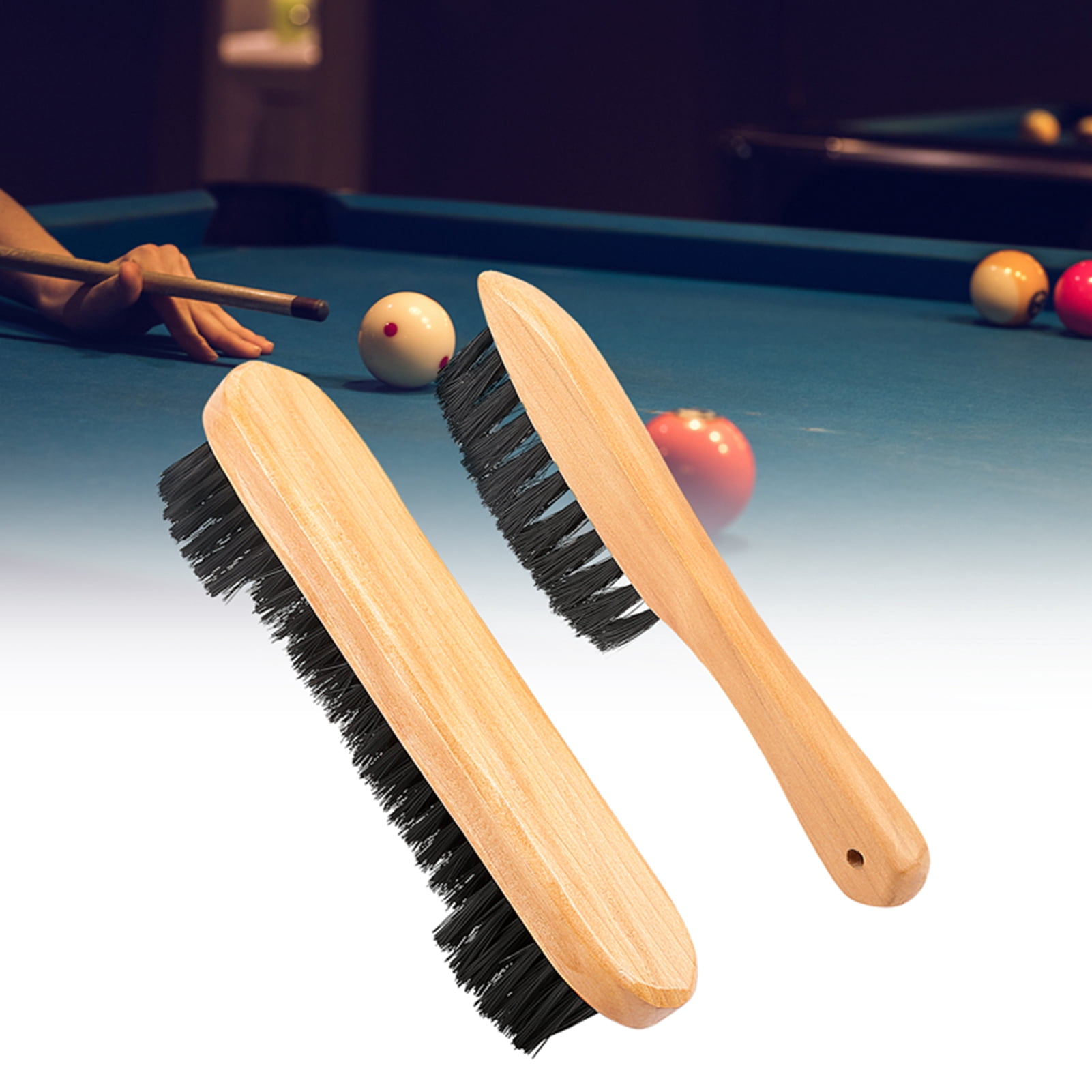Pool Table Brush, 2pcs Wooden Billiards Pool Table Rail Brush Cleaning Billiards Table Rail Brush Cleaning Tool