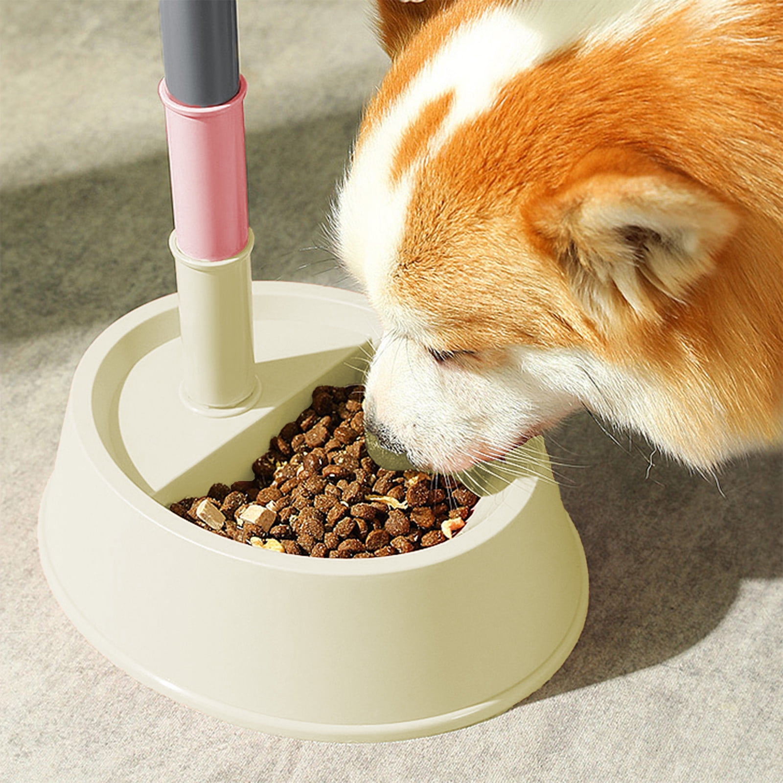 Qiopertar Pet Water Fountain, Automatic Dog Water Dispenser with Licking Ball, Cat Water Bottle for Indoor Pets, Large Capacity 650ml Leak-Proof Gravity Feeder for Cages Travel Home, Beige