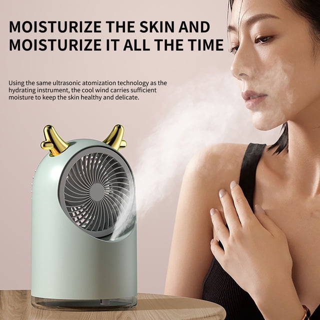 Kieccall USB Plug In Misting Humidifying Fan Portable Cooling Device For Home Office Desktop Summer Moist Cooling