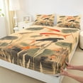 thumbnail image 3 of Homewish Gold Fish Full Size Sheets,Lotus Leaves Bed Sheets,Brown Green Sheet Sets For Kids,Breathable Home Decor,4pcs, 3 of 7