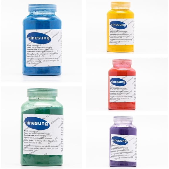 5 Beautiful Concrete Color Pigment, Iron Oxide Powder - Concrete Dye for Cement, Artistic, Painting, Clay, Lime, Plaster, Paint
