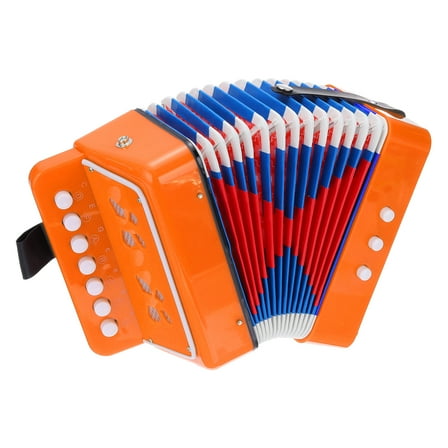 Uxcell Accordion 10 Keys Button Accordion Mini Musical Instrument Gifts for Children Beginners Educational, Orange