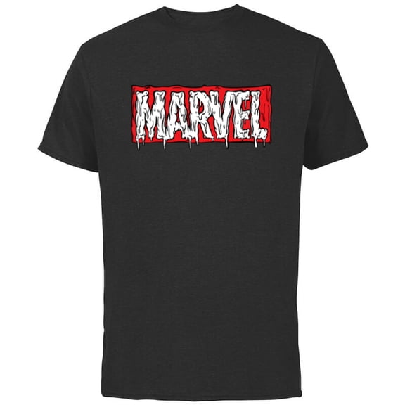 Marvel Logo Melting Paint Drip - Short Sleeve Cotton T-Shirt for Adults - Customized-Black