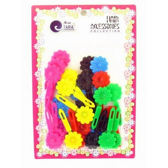 Tara Girls Self Hinge Flower Hair Barrettes, Assorted, 28 ct (1 Pack)