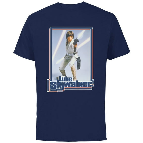 Star Wars Luke Skywalker 70s Retro - Short Sleeve Cotton T-Shirt for Adults - Customized-Navy